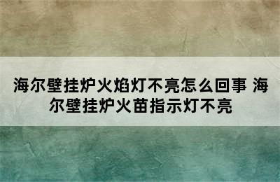 海尔壁挂炉火焰灯不亮怎么回事 海尔壁挂炉火苗指示灯不亮